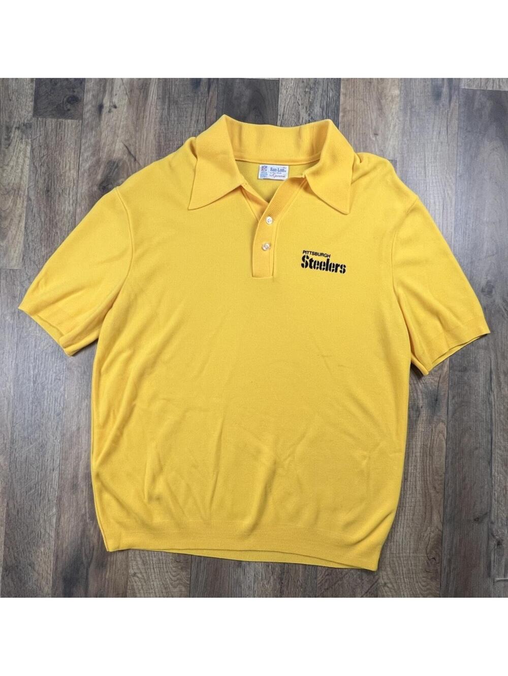 Vintage 70s 80s Pittsburgh Steelers Polo Sweater XL NFL Football Ban-Lon Garan
